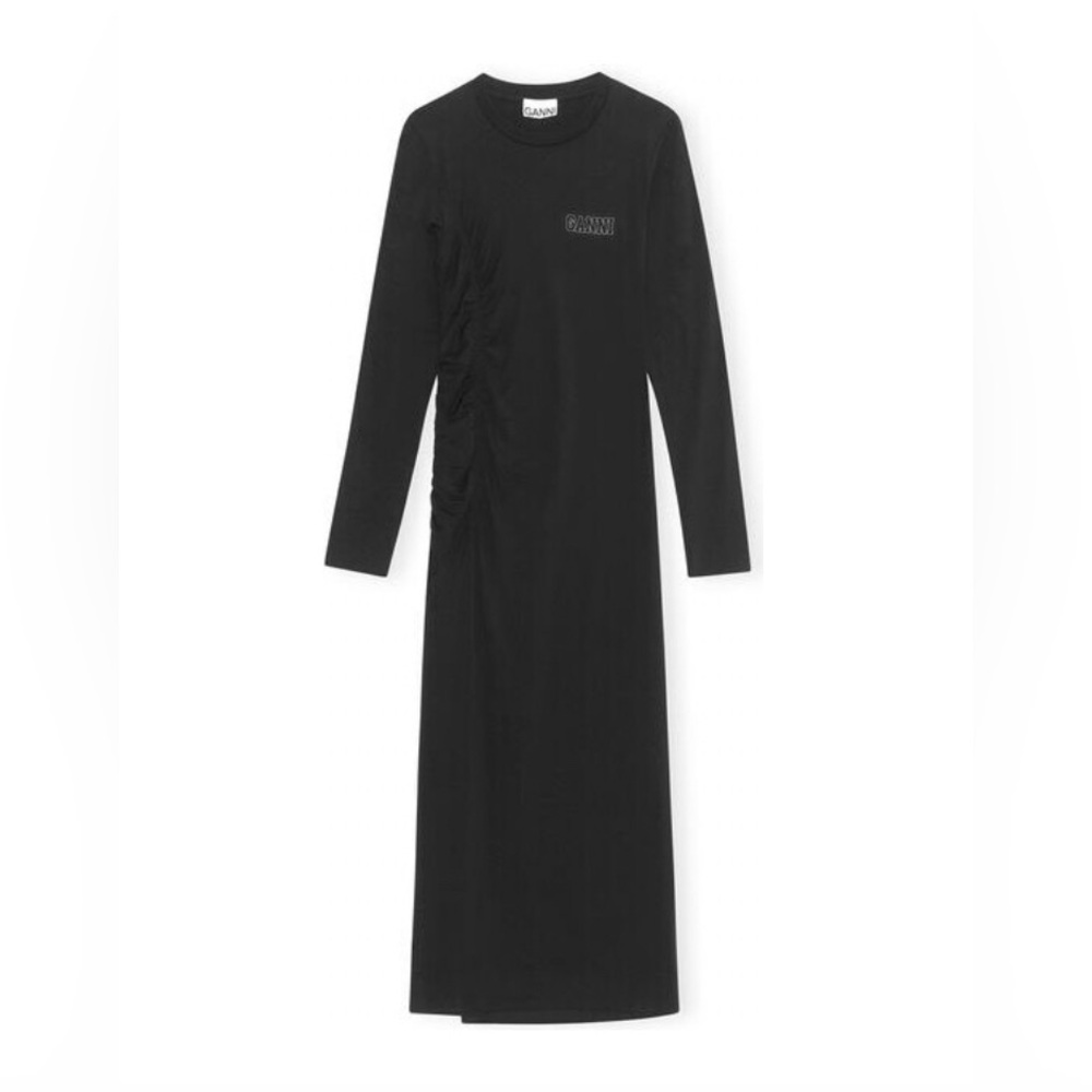 Ganni Software Light Stretch Jersey Fitted Long Sleeve Midi